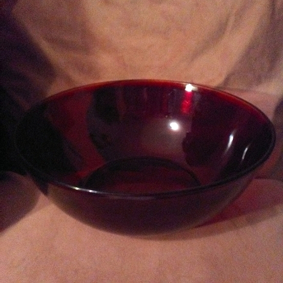 Vintage Royal Ruby Cherry Red Glass Big Serving Bowl Salad Dinner Anchor - Picture 2 of 9